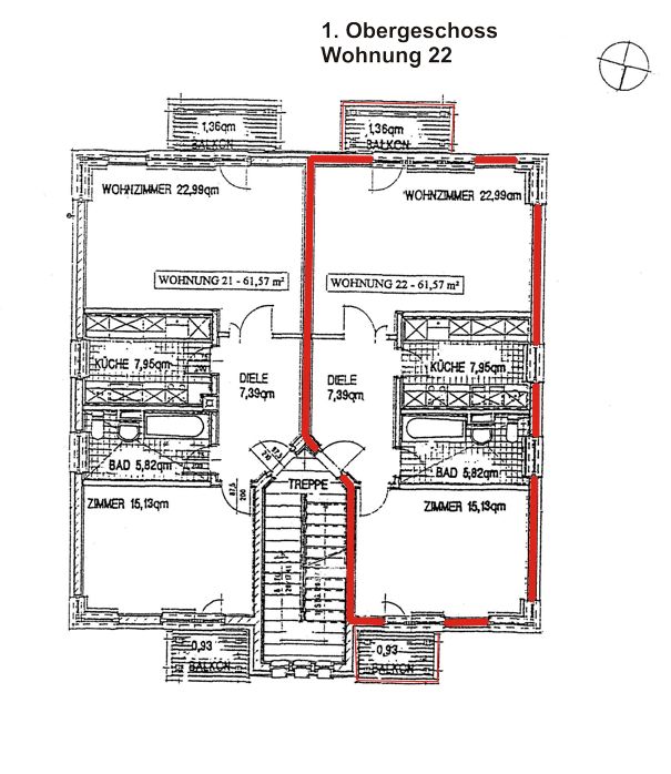 Grundriss Ferienwohnung in 17459 Koserow, Am Strauchelfeld 4, Ferienwohnung 22, Ferienwohnungsvermittlung Herrmann