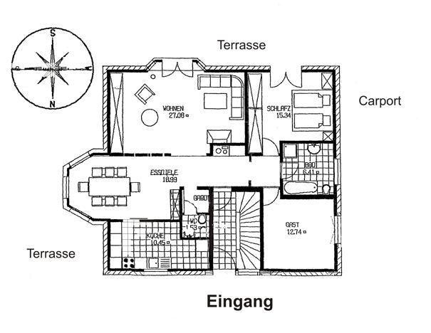 Grundriss Haus An der Wingst in Cadenberge, Cuxland, ferienwohnungsvermittlung Herrmann, www.Fewo.cc